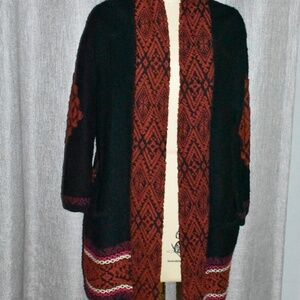 Vintage Y2K Lucky Brand Embroidered Long Tunic Cardigan Chunky Sweater M + Tags